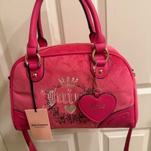 New Juicy Couture Free Love Heritage Satchel Bowler hot pink
